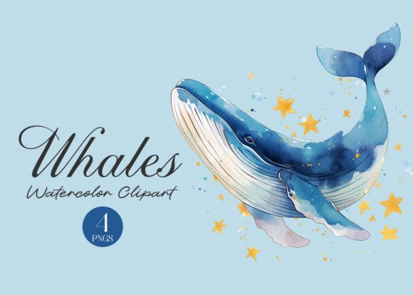 Download Watercolor Whales Clipart - Whales Collection