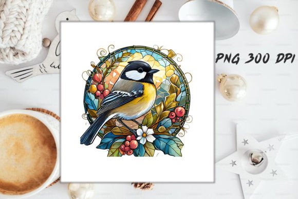 Download Stained Glass Chickadee Bird Round - Chick Collection