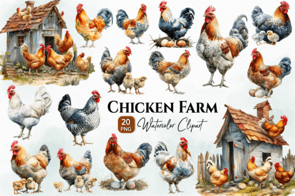 Download Chicken Farm Watercolor Clipart - Chick Collection