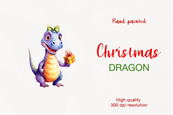 Download Dragon Christmas Animals Hand Painted - Painted Collection