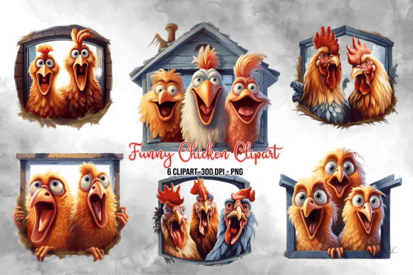 Download Funny Chicken Bundle Clipart Sublimation - Chick Collection