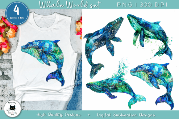 Download Glittery Whales Animal Clipart - Whales Collection