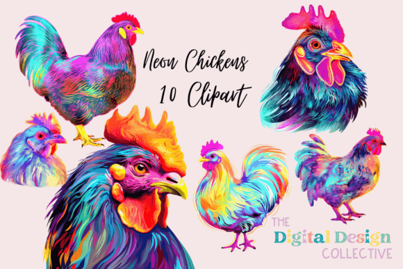 Download Neon Chicken Clipart Bundle - Chick Collection