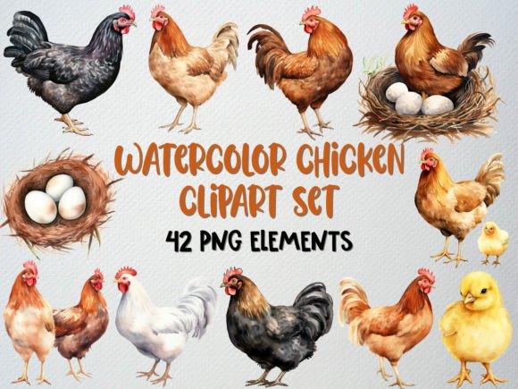 Download Watercolor Chicken Clipart, Rooster Png - Chick Collection