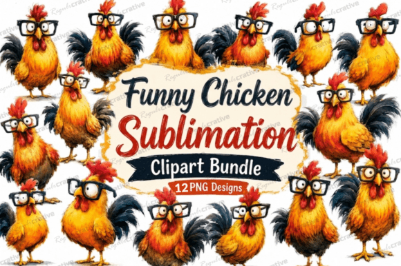 Download Funny Chicken Sublimation Clipart Bundle - Chick Collection