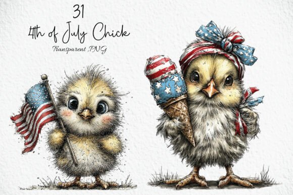 Download Watercolor 4th of July Chick PNG Clipart - Chick Collection