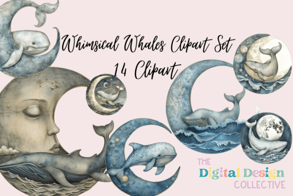 Download Whimsical Whales Clipart Set - Whales Collection