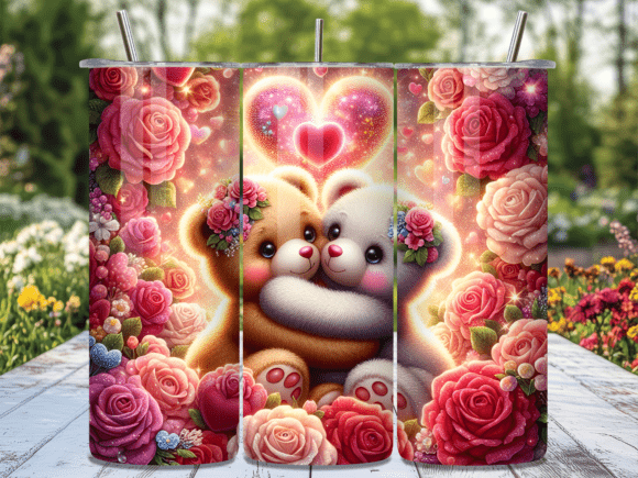 Download Cuddling Bears Rose Valentine Tumbler - Cuddling Collection