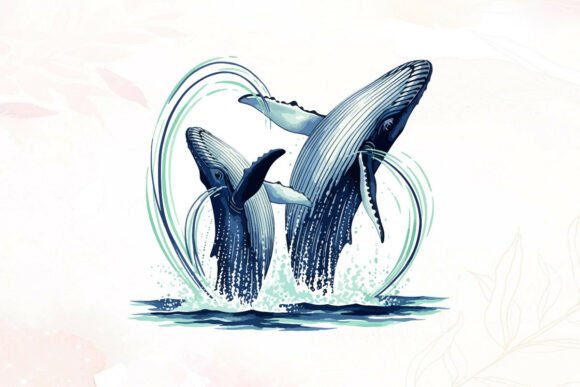 Download Dynamic Watercolor Humpback Whales - Whales Collection