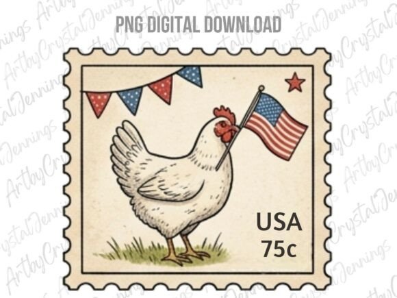 Download USA Patriotic Chicken Postage Stamp PNG - Chick Collection